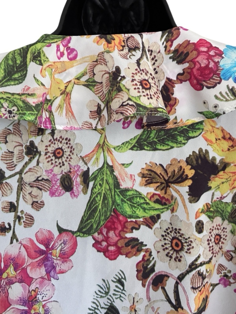 Milkmaid Romantic Summer Floral Ruffle Smocked V-Neck Peplum Blouse Sz XS - Picture 6 of 11